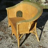 Sofa bench rattan and wicker vintage 1970