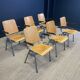 Set of 6 school armchairs with high wooden backs and anthracite grey legs, Netherlands