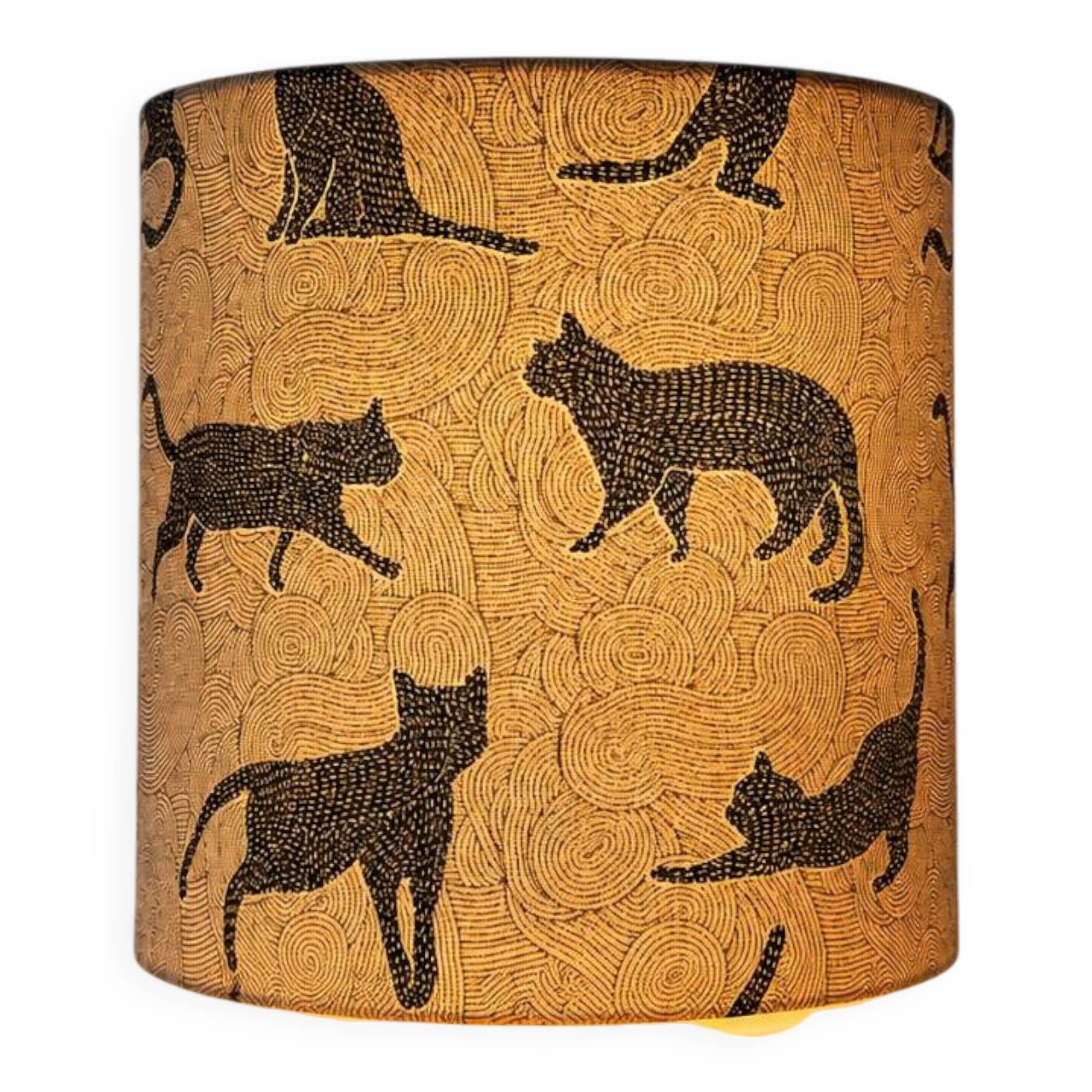 Handmade lampshade, covered with high-quality patterned fabric.