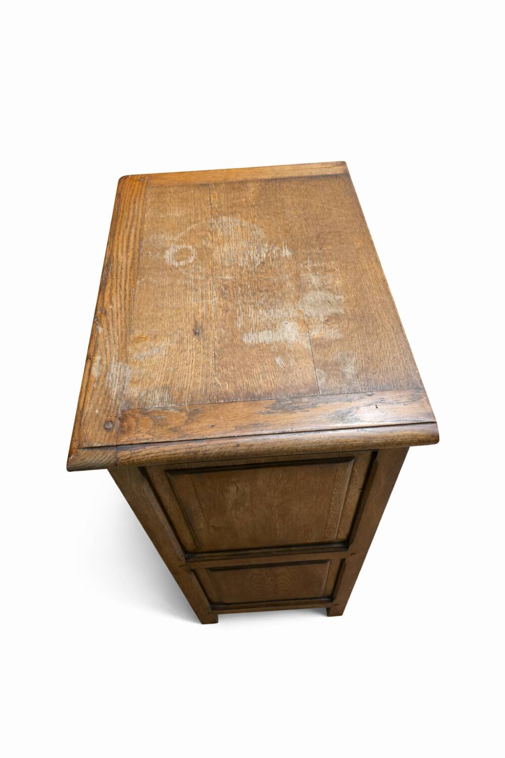 Small antique jam cupboard in solid oak, with one door and one drawer.