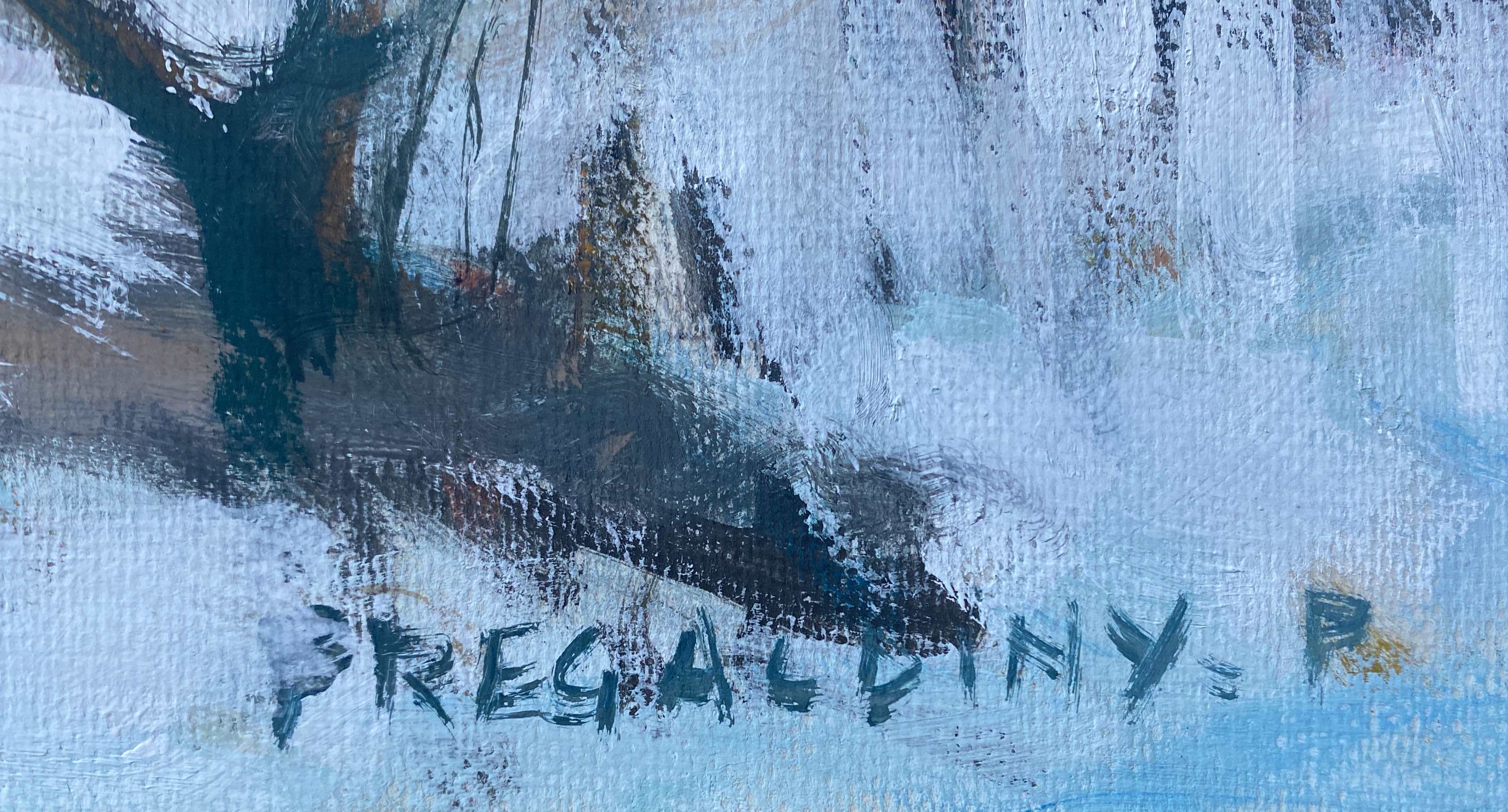 Tableau "paysage de neige" gouache originale par pierre pregaldiny