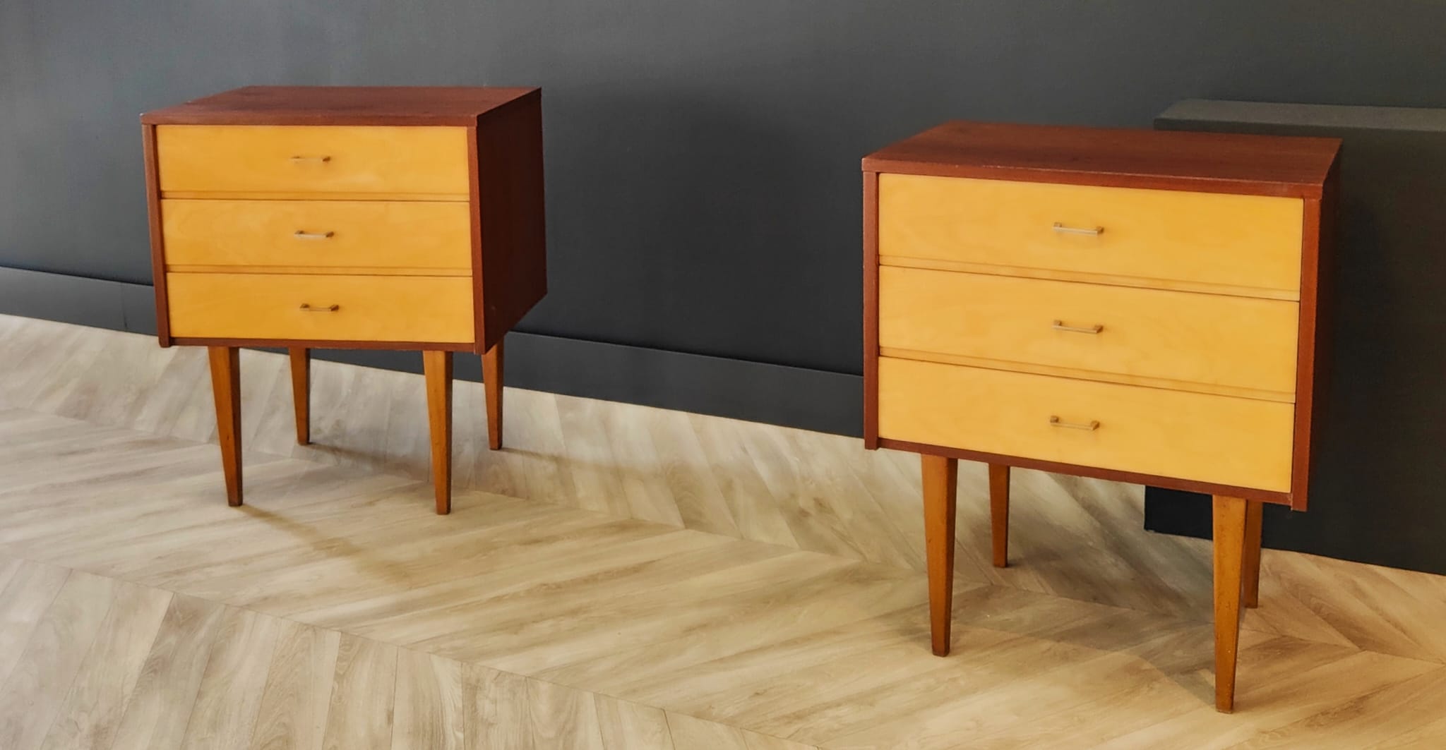 Two bedside tables, 50s