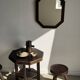 Vintage brown wooden octagonal mirror 58x48