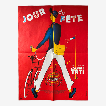 Affiche cinéma "Jour de fête" Jacques Tati 60x80cm 1970