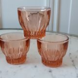 Set decanter and 5 liqueur glasses in pink art deco glass