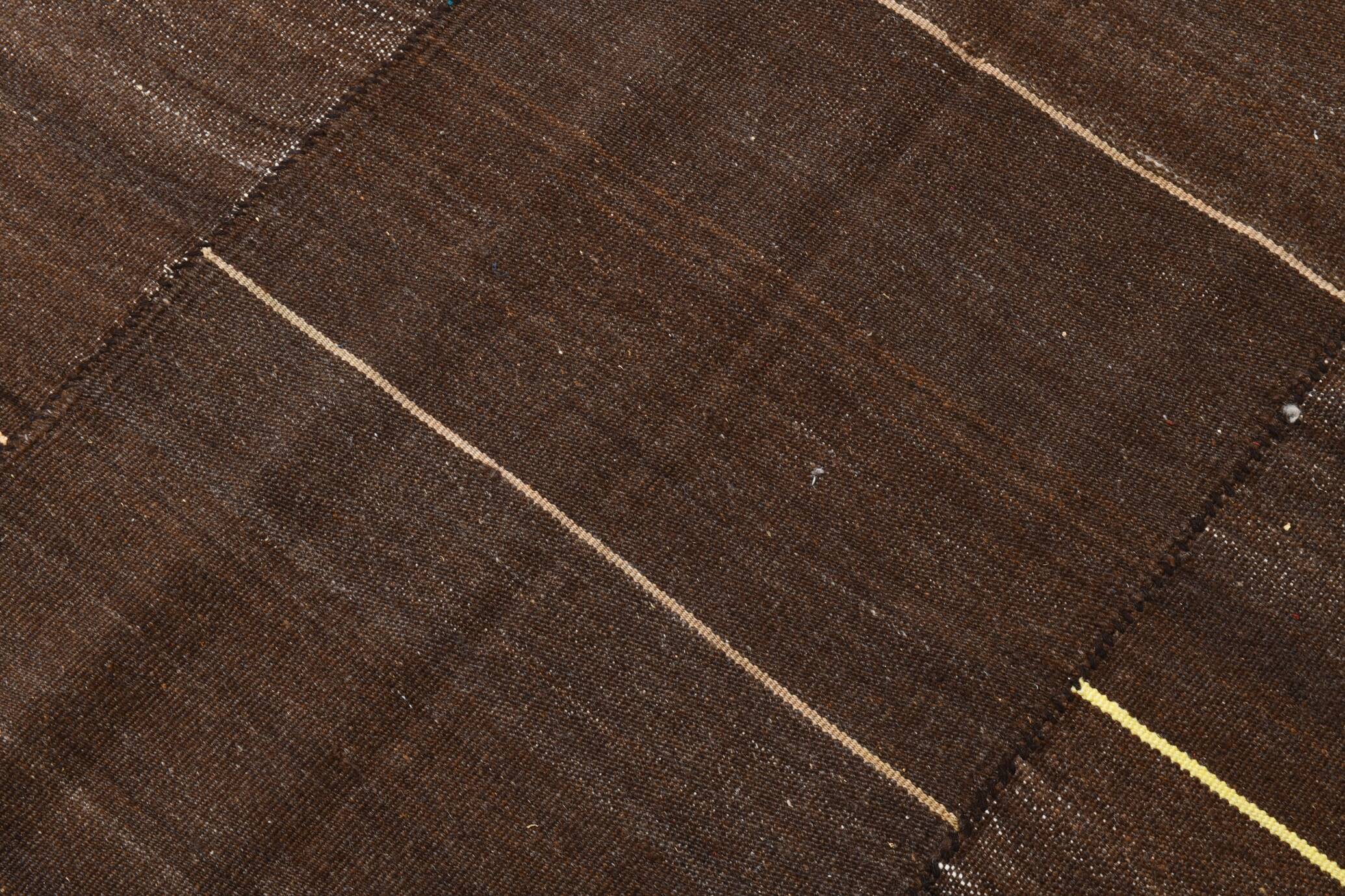 5x8 Dark Brown Ethnic Turkish Kilim Rug, 169x238Cm