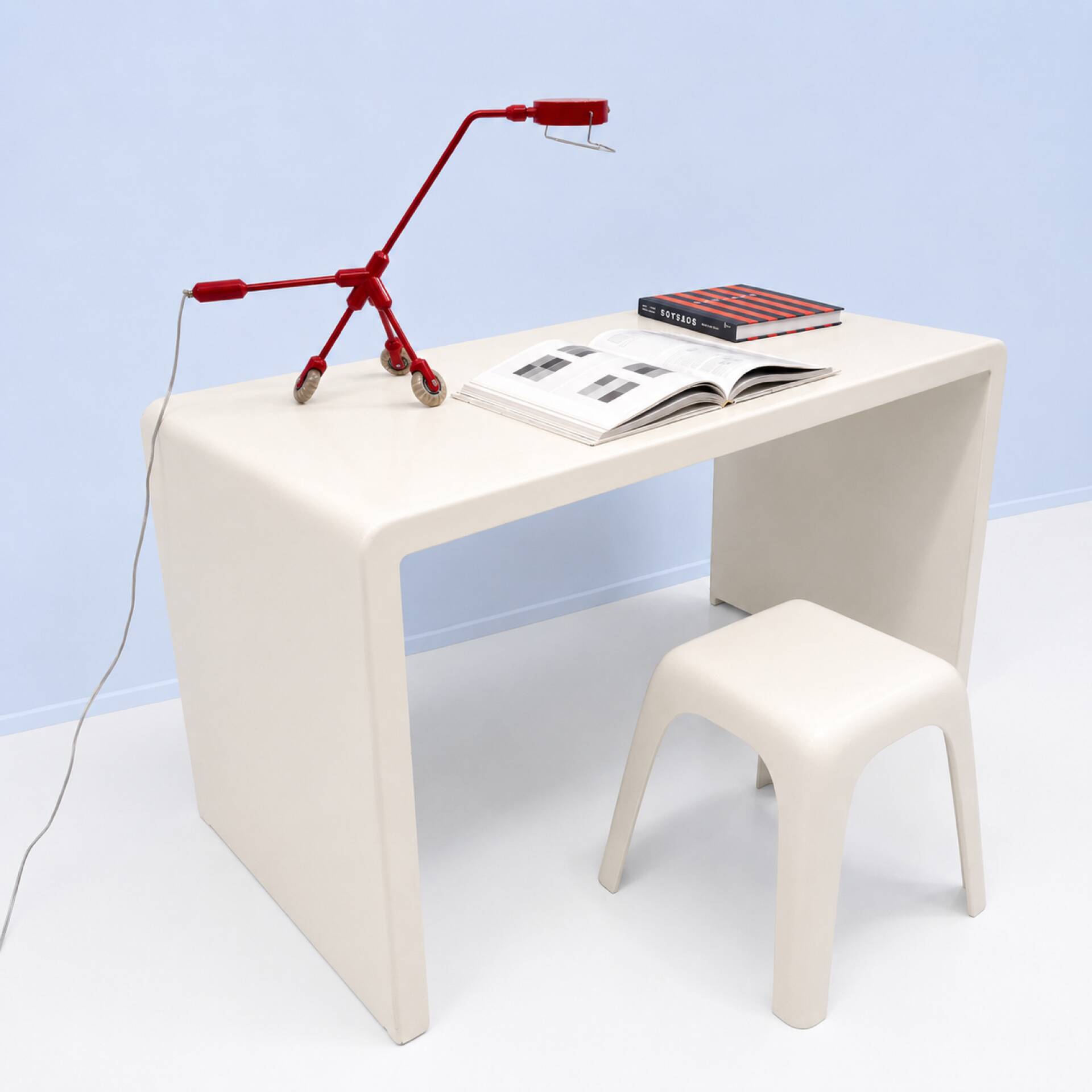 Monobloc polyester desk by Berthe Libert, 1970s.