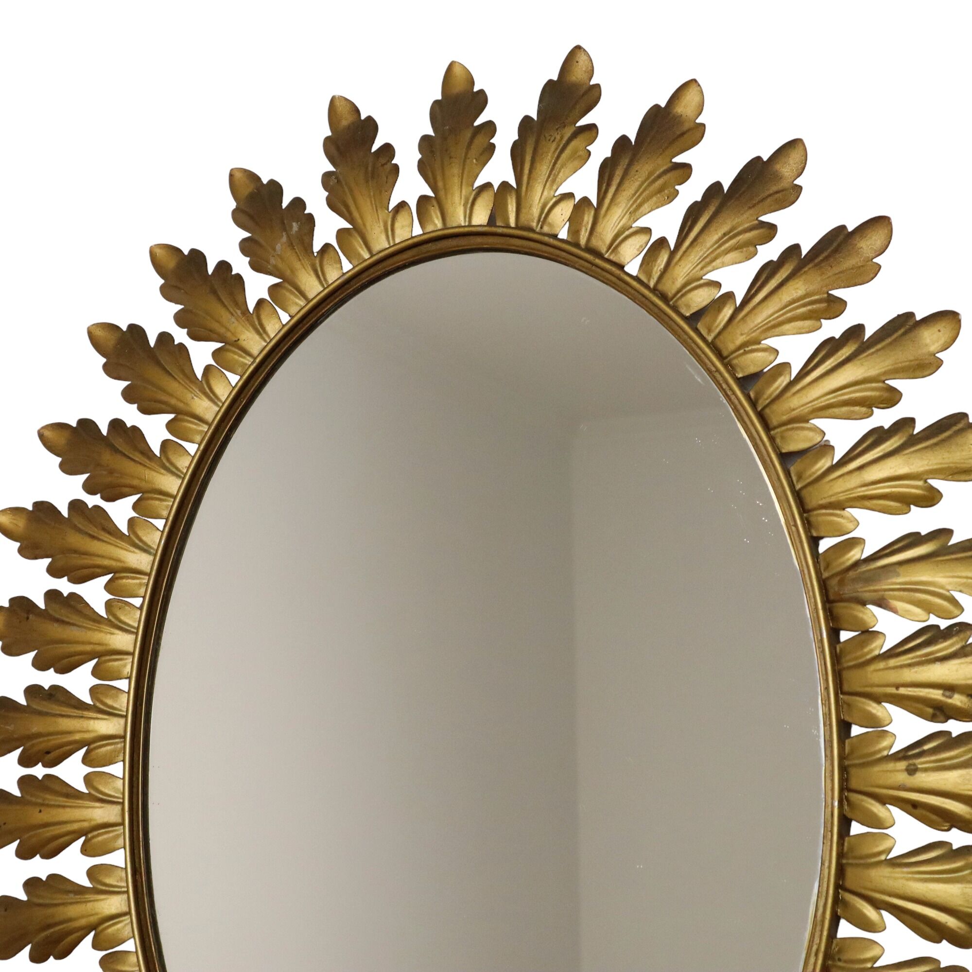 Deknudt sun mirror sunburst mirror oval gold-colored metal 70x56cm