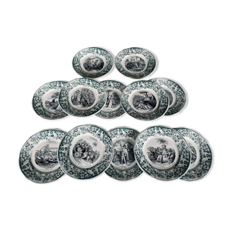 12 old dessert plates