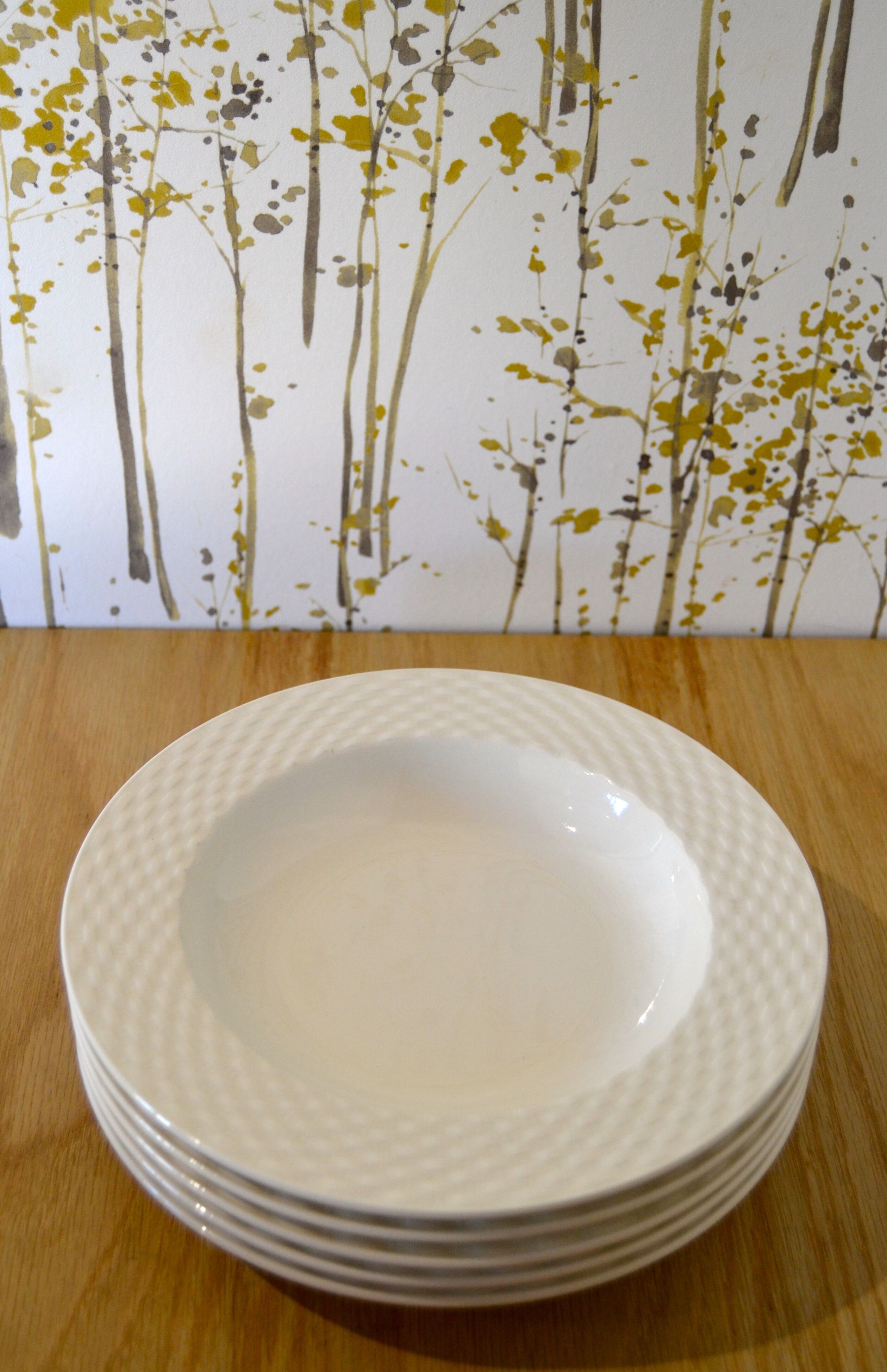 Suite of five soup plates, pagnossin ironstone, italy, vintage