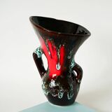 Ceramic vase, brown & red, 1970