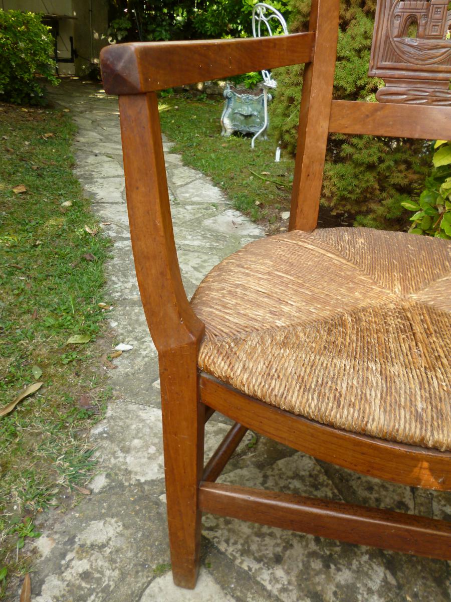Fauteuil paillé d'époque directoire XVIII E
