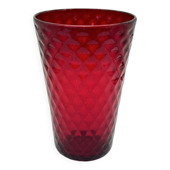 Red pineapple blown glass vase, 1970s, Germany