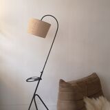 Lampadaire liseuse vintage filaire en metal et osier, 1960