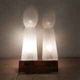 Wall lamp in teak wood and glass