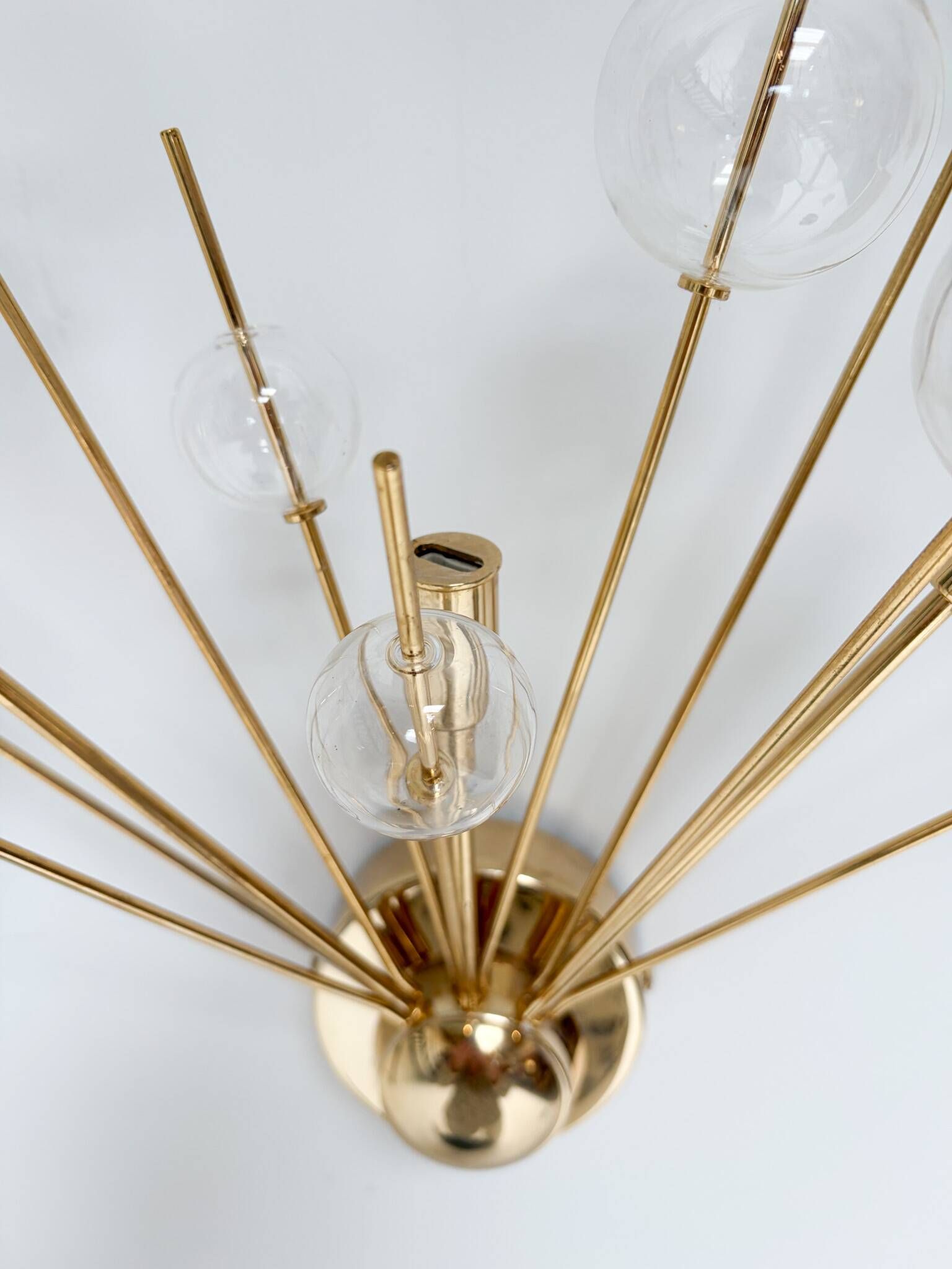 Set of 2 Italian wall lamps with glass spheres, 1970s