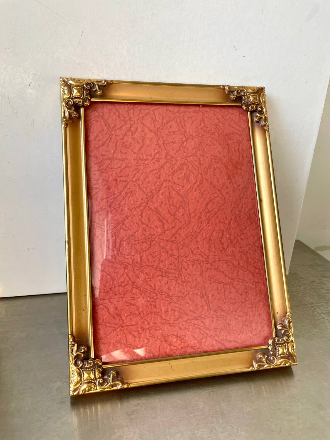 Vintage Metal Picture Frame 23 cm x 17 cm CONVEX glass