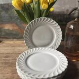 Set of 6 antique twisted white porcelain plates, a beautiful timeless classic.