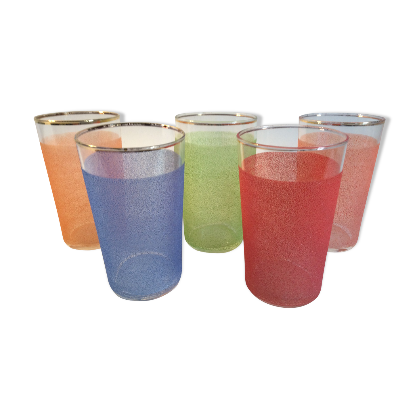 Set of 5 vintage acidulated glasses