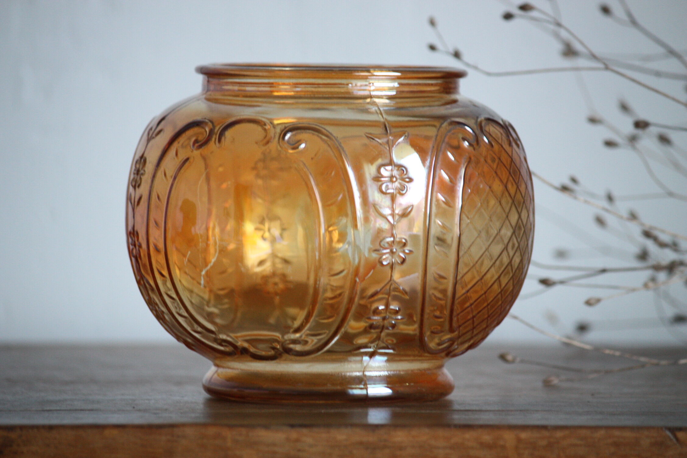 Moulded glass ball vase