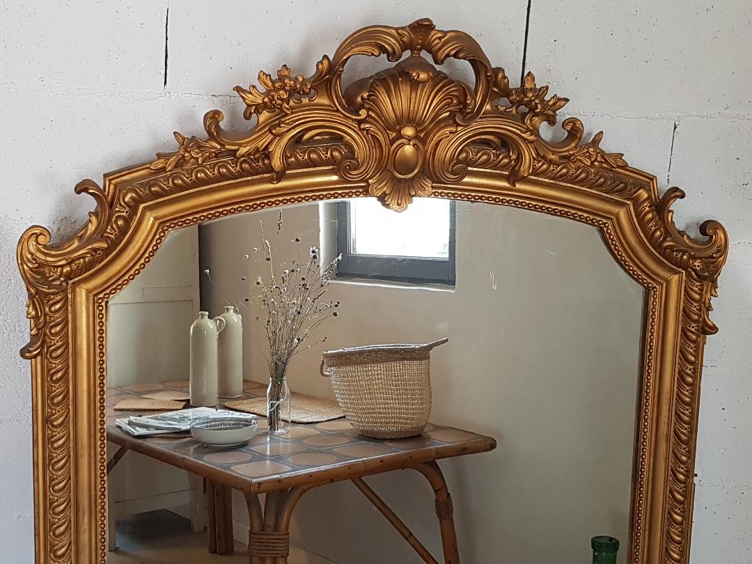 Former mirror gilded with pediment - 153 x 101 - Style Napoleon III
