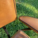 Rare light brown leatherette armchair, by "Colette Gueden", designer from the 50s