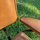 Rare fauteuil en skaï marron clair, de "Colette Gueden" , designer des années 50