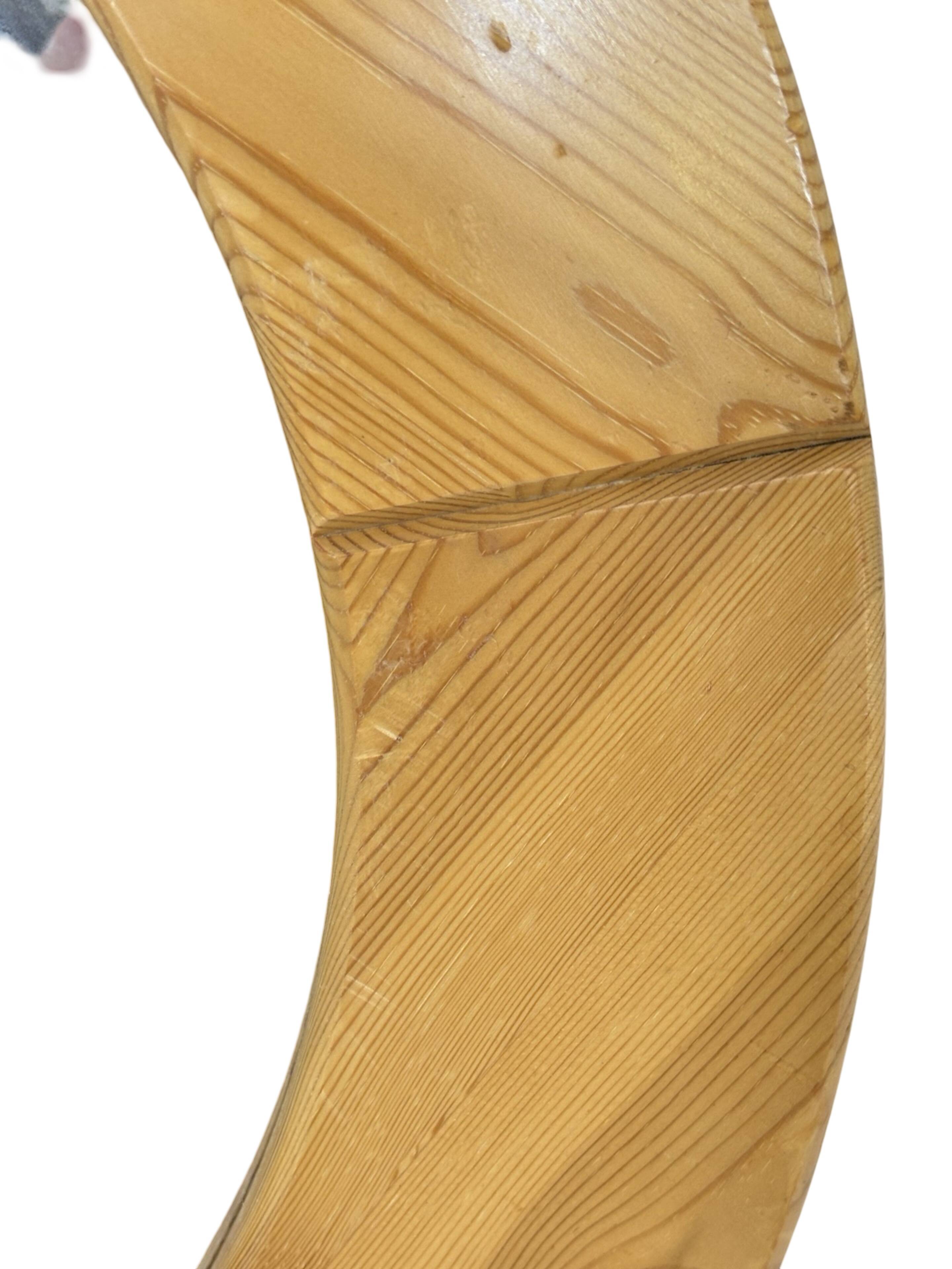 Vintage 70s round pine mirror Swedish design