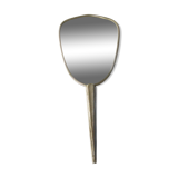 Vintage hand mirror embroidered fabric 30x13cm