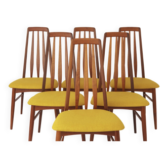 6 chaises de salle à manger Niels Koefoed Eva, Vintage 1960 - Set de 6