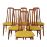 6 chaises de salle à manger Niels Koefoed Eva, Vintage 1960 - Set de 6
