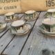 Set of 6 coffee cups with morvan sandstone saucers