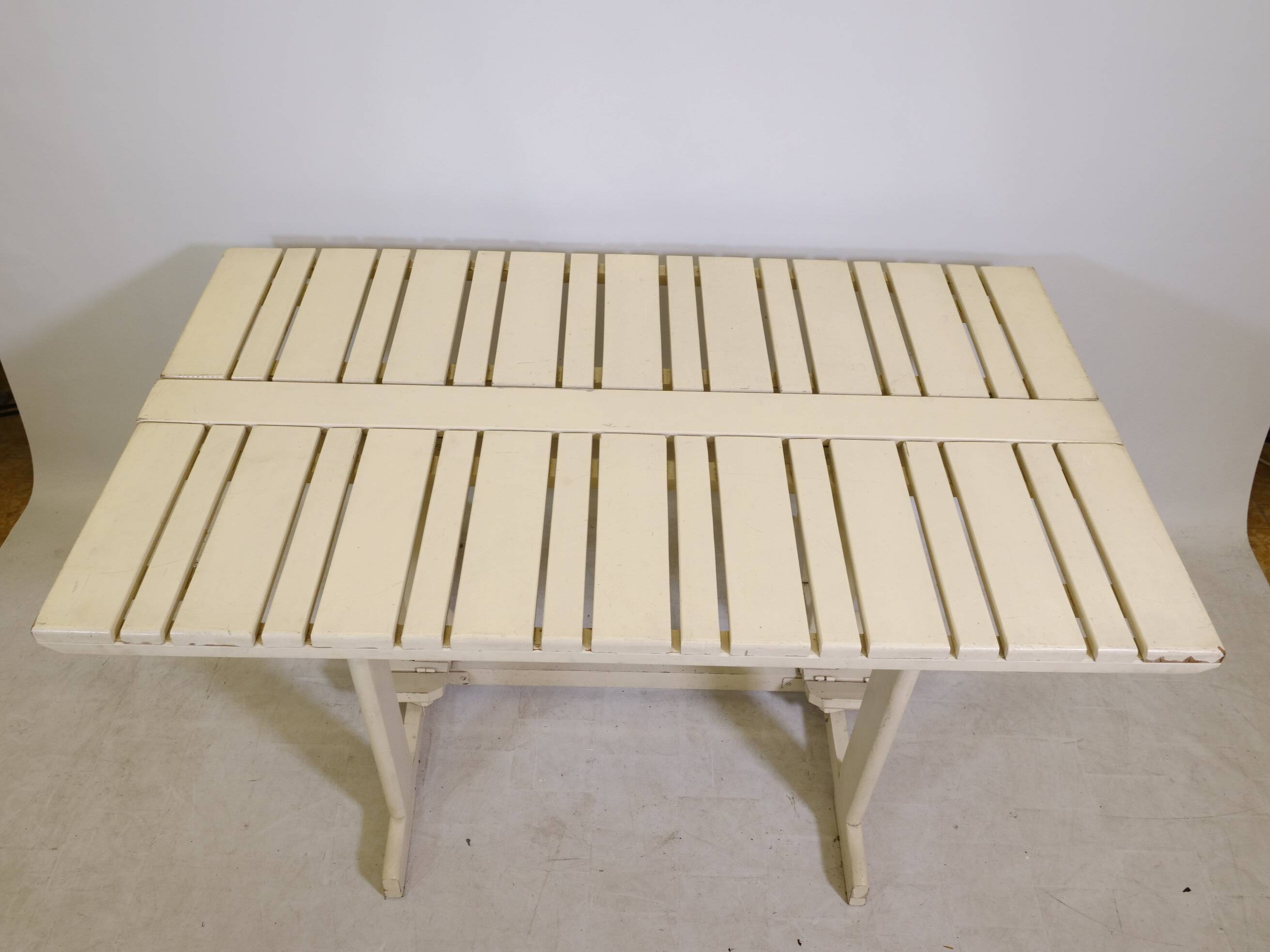 Mid-Century folding garden table wood by Triconfort Riviera model, 1970s
