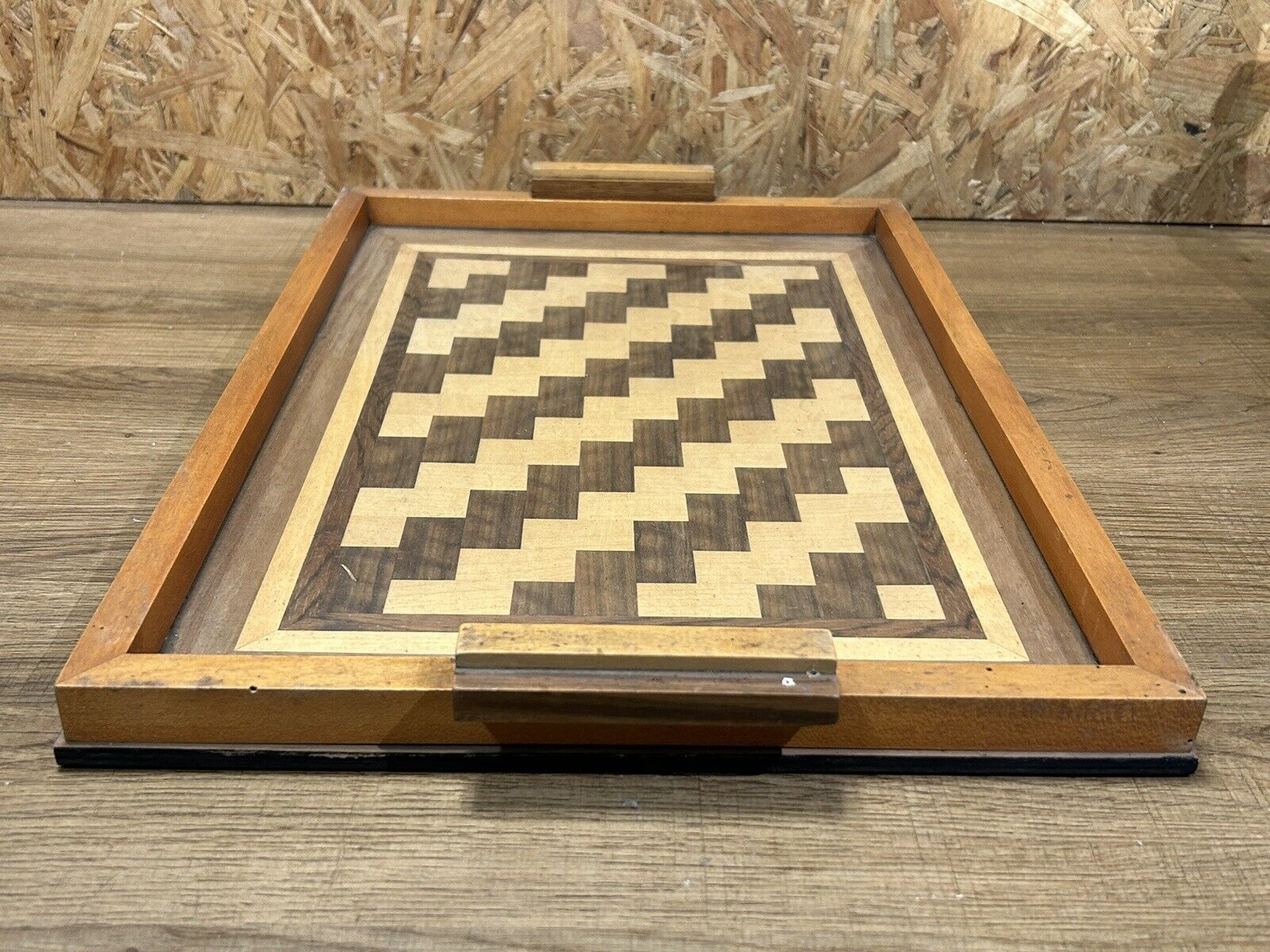 Wooden tray art deco marquetry