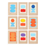 Collection of 9 abstract collages on paper - signed eawy