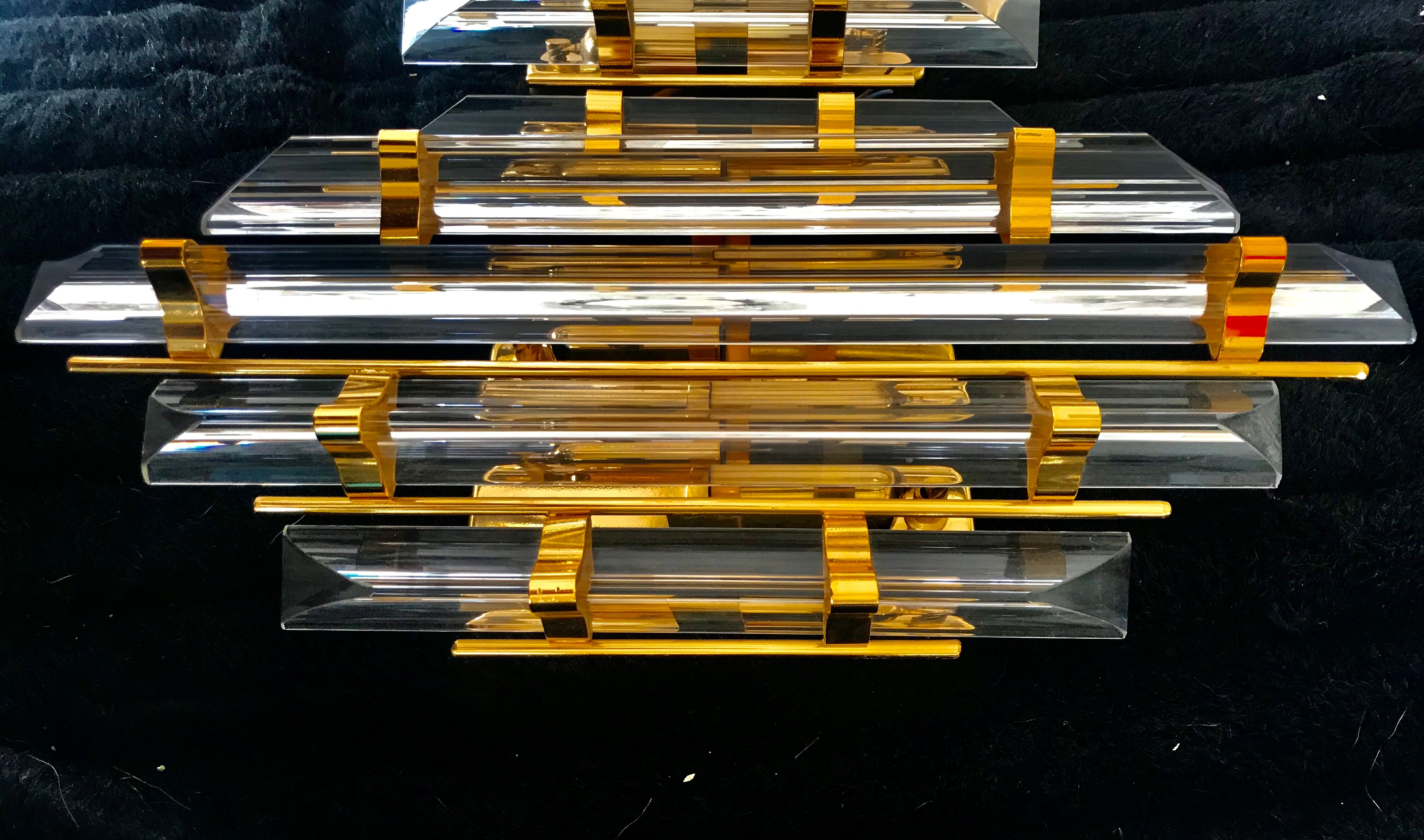 Venini pair of glass and gilding sconces