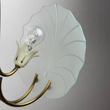 Antique brass and glass chandelier in the style of Pietro Chiesa for Fontana Arte, Italy, 1930s.