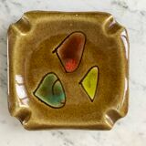 Ashtray abstract in ceramic and leather 50s-60s