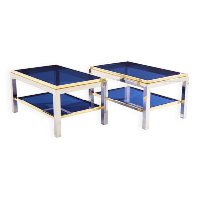 Paire bouts de canapé chrome laiton Flaminia par Willy Rizzo 1970