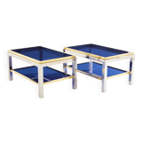 Pair of Flaminia chrome brass side tables by Willy Rizzo 1970