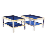 Pair of Flaminia chrome brass side tables by Willy Rizzo 1970