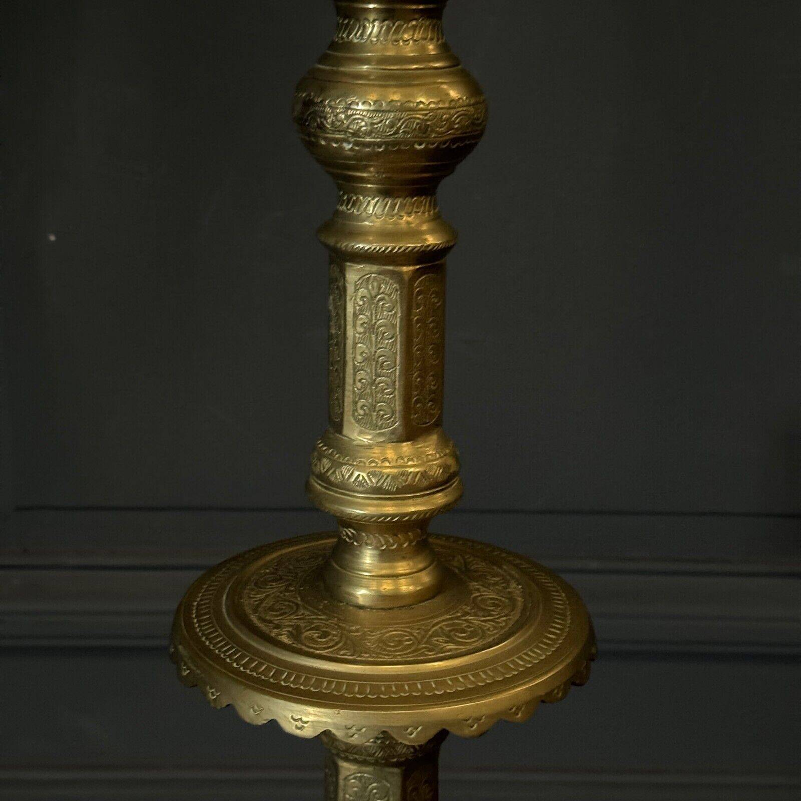 Oriental brass floor lamp from the early 20th century