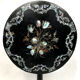 Napoleon III tipping pedestal table, blackened wood burgauté of mother-of-pearl