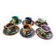 Tasses et soucoupes Morvan en céramique émaillée polychrome
