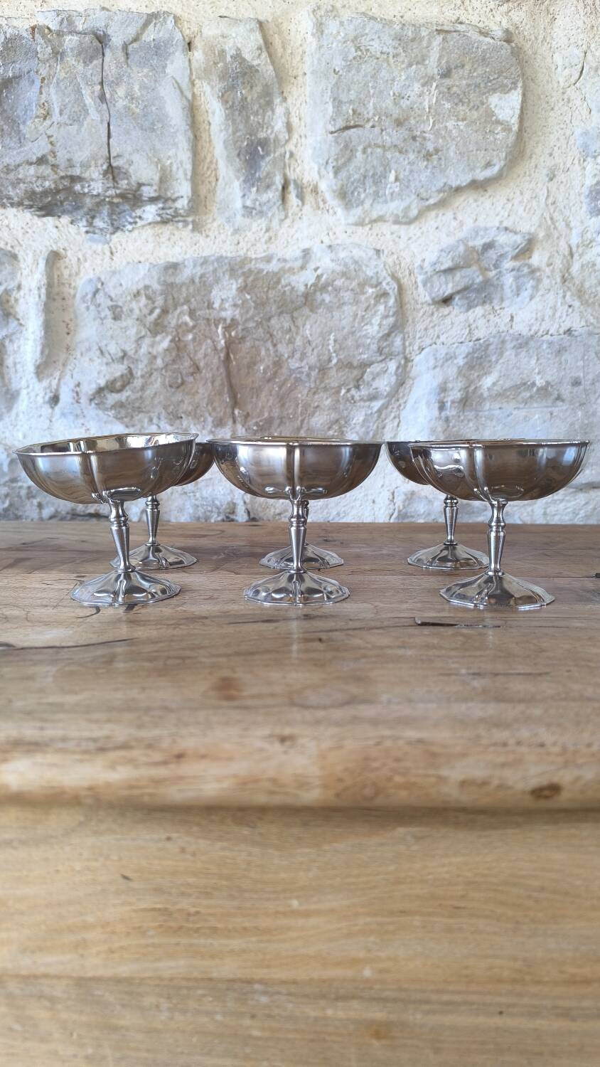 Set of 6 18/10 stainless steel ice cream cups