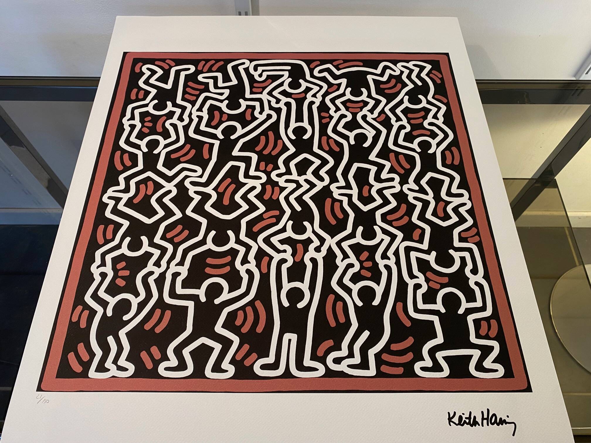 Keith Haring Vintage Screenprint Dancing People 21/150 THE KEITH HARING FOUNDATION INC. year 1990