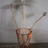 Rosaline vase, pink octagonal vintage glass