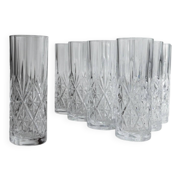 Ensemble de 11 verres en cristal transparent vintage - Vaisselle italienne des années 1970