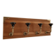 Wall coat rack with 4 hooks – Grooved wood and black ceramic