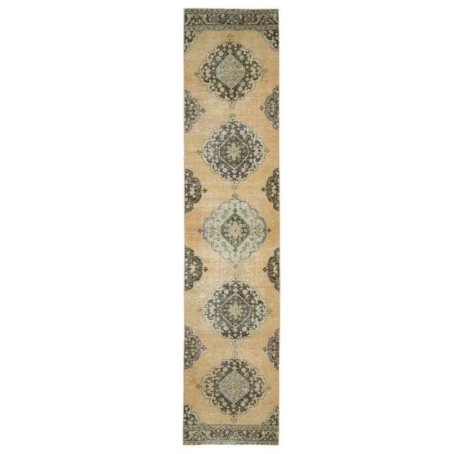 Vintage Turkish Oushak Handmade Wool Runner 82x285